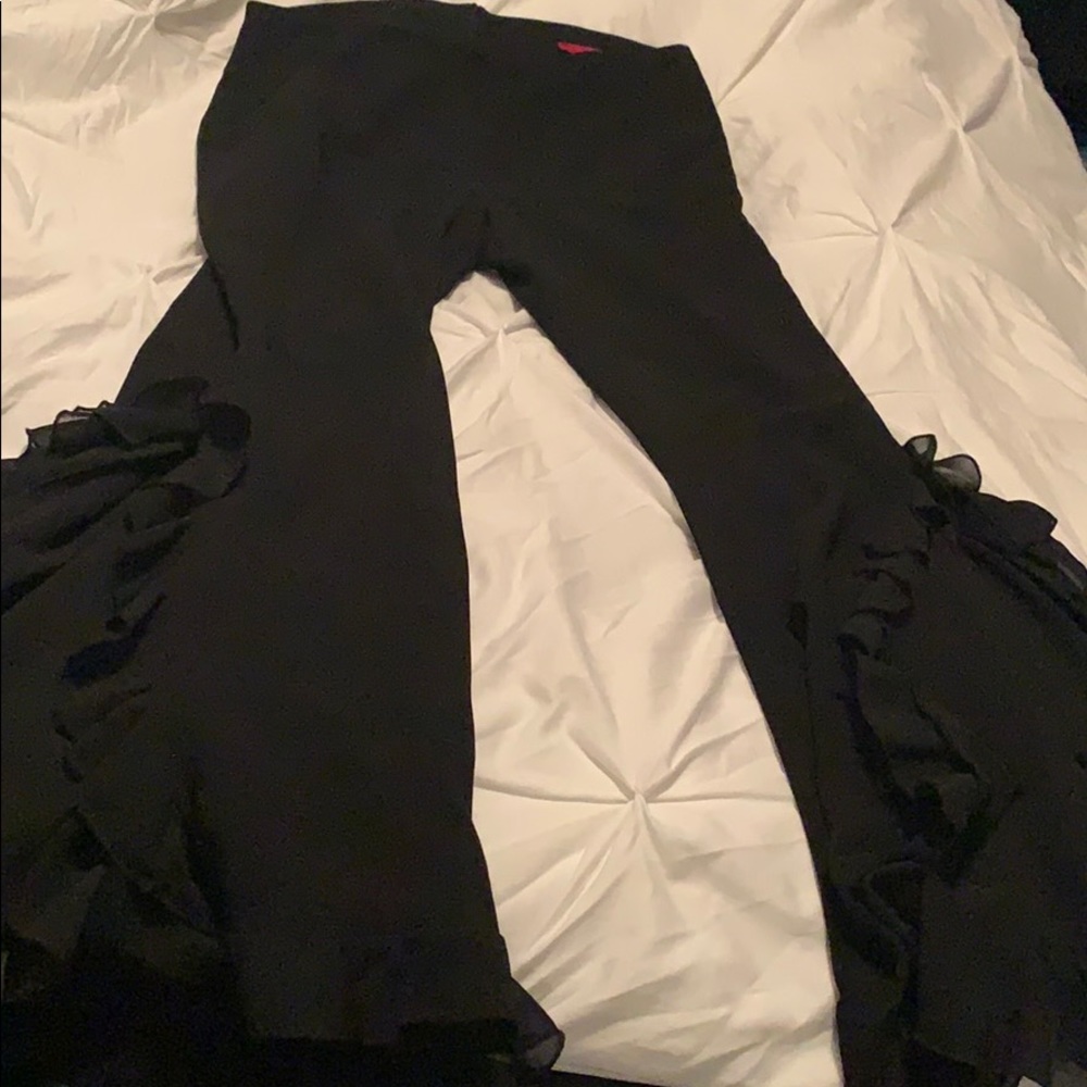 Black Ruffle Bottom Dress Pants